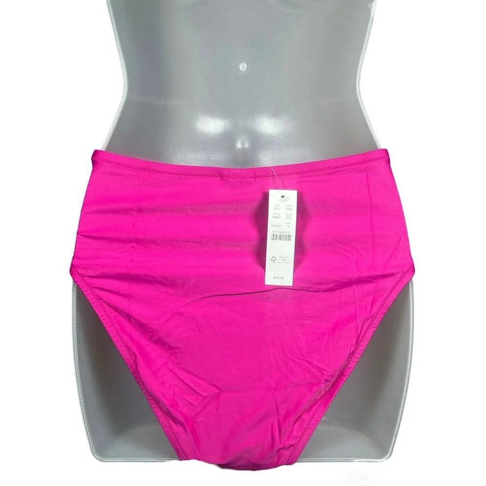 J.‎ Crew NWT Women's High-Rise Full Coverage Bikini Bottom Pink Size M Hallie